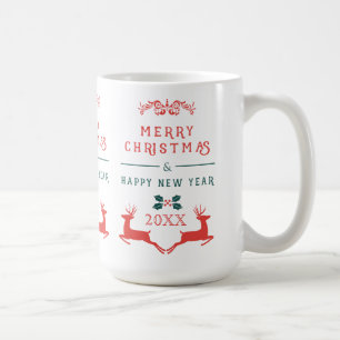 Frohe Weihnachts-Textgestaltung und Reindeer Kaffeetasse