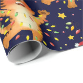 Frohe Weihnachts Tiger Santa Wrapping Papier Geschenkpapier (Rolleneckpunkt)