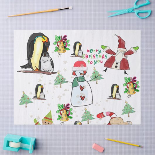 Frohe Weihnachts-Tissue Snowman Penguin Seidenpapier (Basteln)