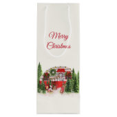 Frohe Weihnachts-Trailer-Camper Rustikale Szene Geschenktüte Für Weinflaschen (Rückseite)