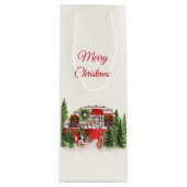 Frohe Weihnachts-Trailer-Camper Rustikale Szene Geschenktüte Für Weinflaschen (Vorderseite)