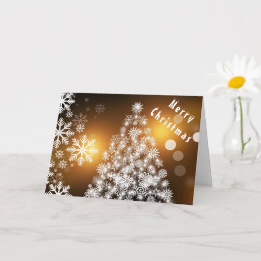 Frohe Weihnachts Tree Gold Card mit Schneeflocken Karte (Kleine Pflanze)