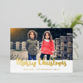 Frohe Weihnachts-trendige Foto Folien Feiertagskarte (Stehend vorne)