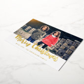 Frohe Weihnachts-trendige Foto Folien Feiertagskarte (Gedreht)