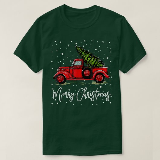 Frohe Weihnachts Truck Rot mit Tree Xmas Pajama Fu T-Shirt (Design vorne)