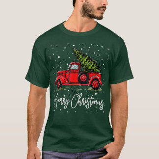 Frohe Weihnachts Truck Rot mit Tree Xmas Pajama Fu T-Shirt