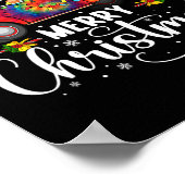 Frohe Weihnachts Truck Tree Weihnachtsmannmütze Li Poster (Ecke)