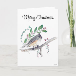 Frohe Weihnachts-Tufted Titmouse Bird-Urlaubskarte Karte