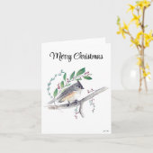 Frohe Weihnachts-Tufted Titmouse Bird-Urlaubskarte Karte (Gelbe Blume)