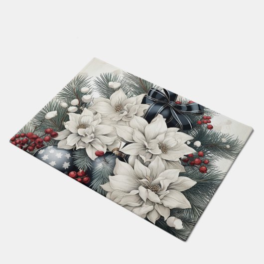 Frohe Weihnachts-Türmatte-Design Fußmatte (Schrägansicht)