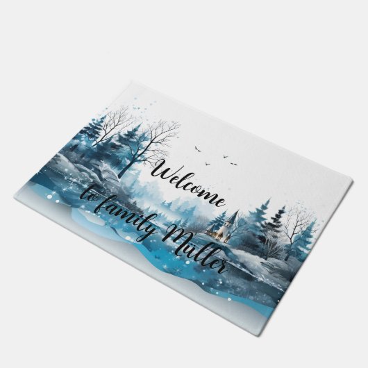 Frohe Weihnachts-Türmatte-Design Fußmatte (Schrägansicht)