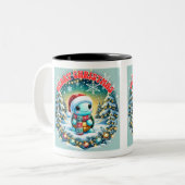 Frohe Weihnachts-Turtle Gruß-Tasse Zweifarbige Tasse (Vorderseite Links)