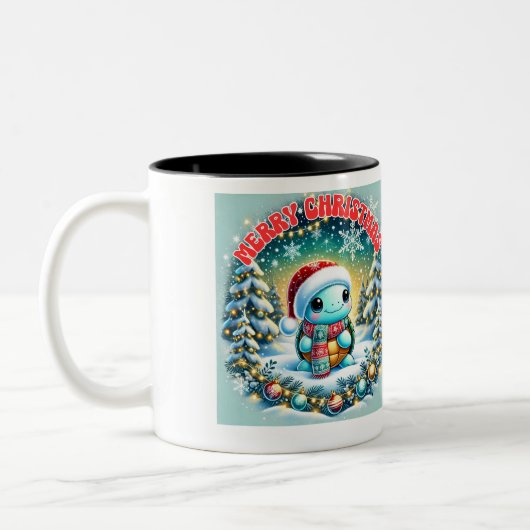 Frohe Weihnachts-Turtle Gruß-Tasse Zweifarbige Tasse (Links)
