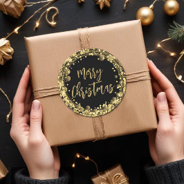 Frohe Weihnachts-Twinkling Gold Stars Runder Aufkleber