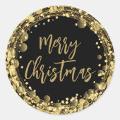 Frohe Weihnachts-Twinkling Gold Stars Runder Aufkleber (Vorderseite)