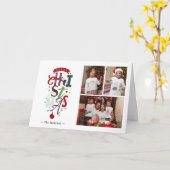 Frohe Weihnachts Typografie 3 Foto Collage Urlaub Karte (Gelbe Blume)