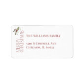 Frohe Weihnachts Typografie Botanische Weihnachten Adressaufkleber (Vorne)