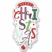 Frohe Weihnachts Typografie Briefe farbig Aufkleber (Vorderseite)