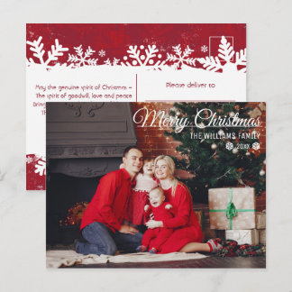 Frohe Weihnachts Typografie Familie FOTO wünscht P Postkarte