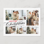 Frohe Weihnachts Typografie Foto Collage Postkarte (Vorderseite)