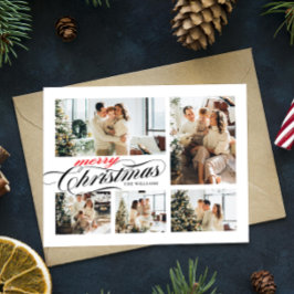 Frohe Weihnachts Typografie Foto Collage Postkarte