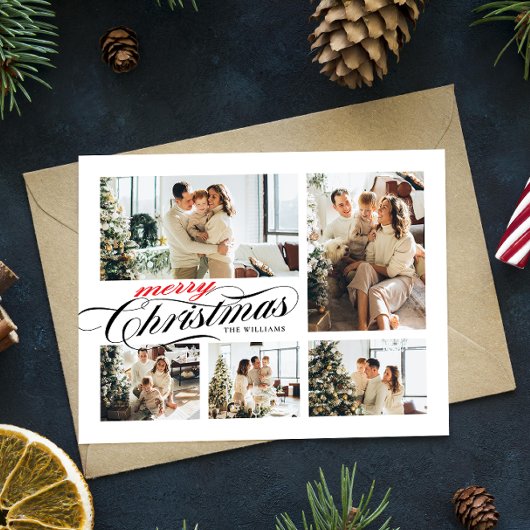 Frohe Weihnachts Typografie Foto Collage Postkarte