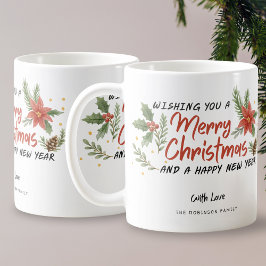 Frohe Weihnachts Typografie Holiday Botanical Kaffeetasse