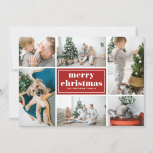 Frohe Weihnachts Typografie Red Foto Collage Feiertagskarte