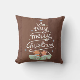 Frohe Weihnachts Typografie Rentiers Throw Kissen