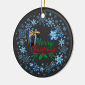 Frohe Weihnachts Typografie Retro Text Keramik Ornament (Links)