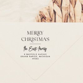 Frohe Weihnachts Typografie Script Name & Adresse Permastempel