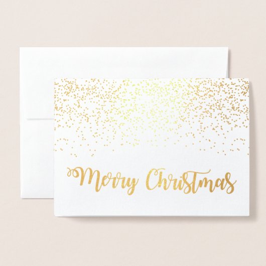 Frohe Weihnachts Typografie Script Snowflakes Folienkarte (Vorderseite mit Umschlag)