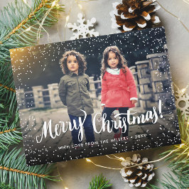 Frohe Weihnachts Typografie Snowflakes Custom Foto Feiertagspostkarte