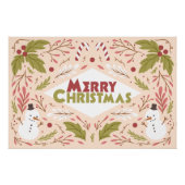 Frohe Weihnachts Typografie Snowman Floral Poster (Vorderseite)