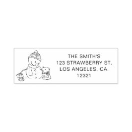 Frohe Weihnachts Typografie Snowman Rücksendeadres Permastempel