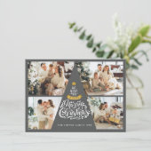 Frohe Weihnachts Typografie Weihnachtsfotokarte Dankeskarte (Stehend Vorderseite)