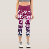 Frohe Weihnachts Typografisches Muster Capri Leggings (Vorderseite)