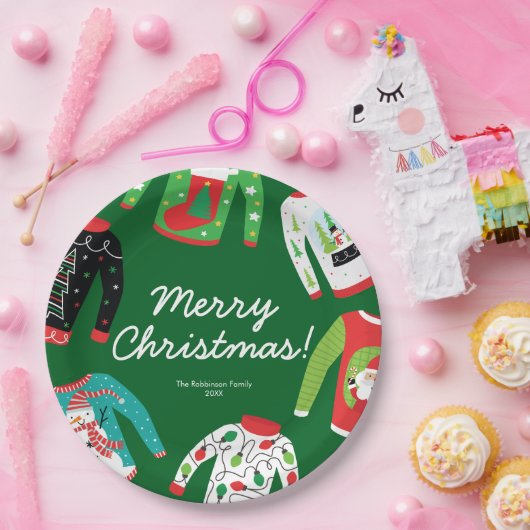 Frohe Weihnachts Ugly Sweater Party Paper Plate Pappteller (Party)