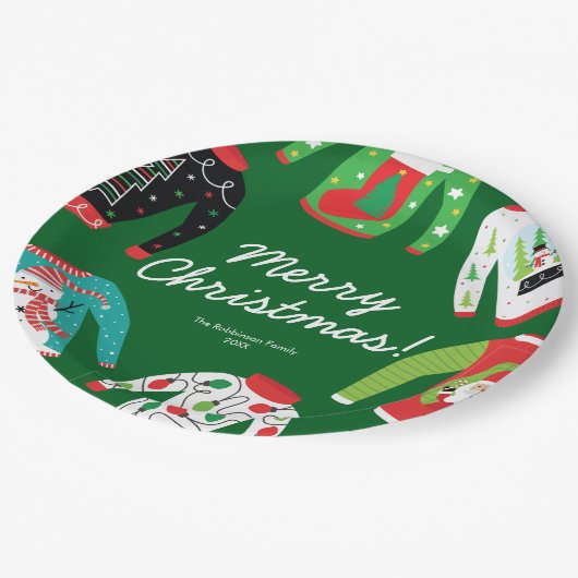 Frohe Weihnachts Ugly Sweater Party Paper Plate Pappteller (Schrägansicht)