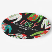 Frohe Weihnachts Ugly Sweater Party Paper Plate Pappteller (Schrägansicht)
