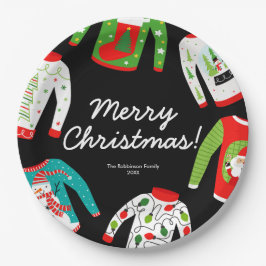 Frohe Weihnachts Ugly Sweater Party Paper Plate Pappteller