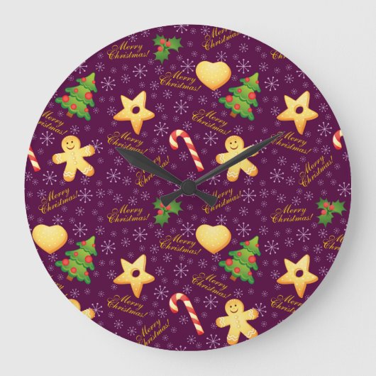 Frohe Weihnachts-Uhr Große Wanduhr (Vorderseite)