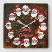 Frohe Weihnachts-Uhr Quadratische Wanduhr (Vorderseite)