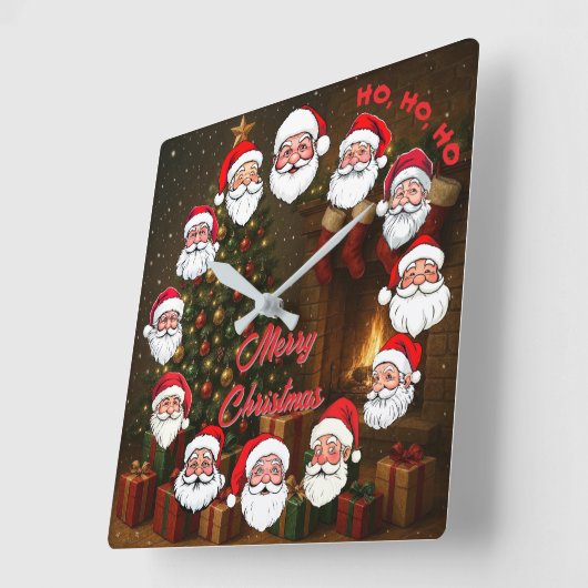 Frohe Weihnachts-Uhr Quadratische Wanduhr (Winkel)