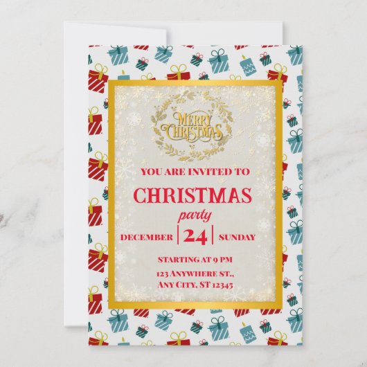 Frohe Weihnachts- und Neujahrsgeschenkmuster Einladung (Vorderseite)