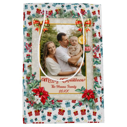 Frohe Weihnachts- und Neujahrsgeschenkmuster Mittlere Geschenktüte (Vorderseite)