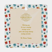 Frohe Weihnachts- und Neujahrsgeschenkmuster Ornament Aus Metall (Rückseite)