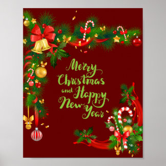 Frohe Weihnachts- und Neujahrsposter Poster