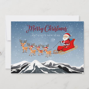 Frohe Weihnachts- und Reindeer-Flachkarte Feiertagskarte