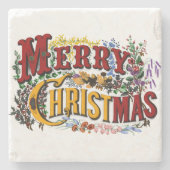 Frohe Weihnachts-Untersetzer Steinuntersetzer (Vorderseite)